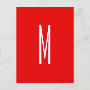 Initial Letter Monogram Modern Style Red White Postkarte