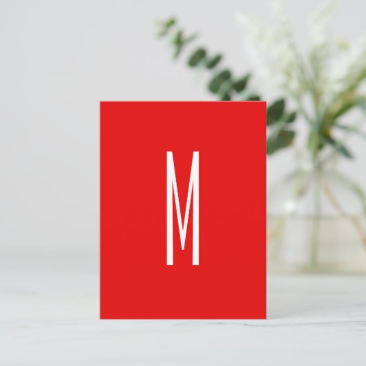 Initial Letter Monogram Modern Style Red White Postkarte (Stehend Vorderseite)