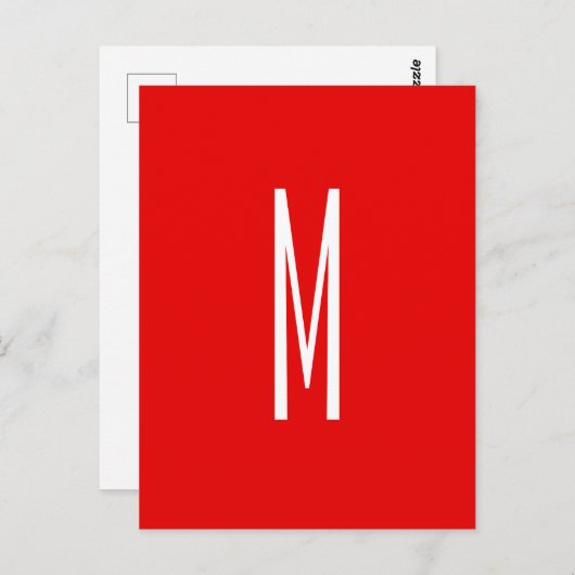 Initial Letter Monogram Modern Style Red White Postkarte (Vorne/Hinten)