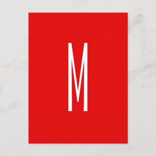 Initial Letter Monogram Modern Style Red White Postkarte (Vorderseite)