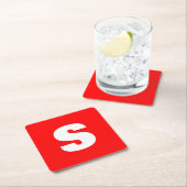 Initial Letter Monogram Modern Style Red White Rechteckiger Pappuntersetzer (Vor Ort)