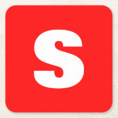 Initial Letter Monogram Modern Style Red White Rechteckiger Pappuntersetzer (Vorderseite)