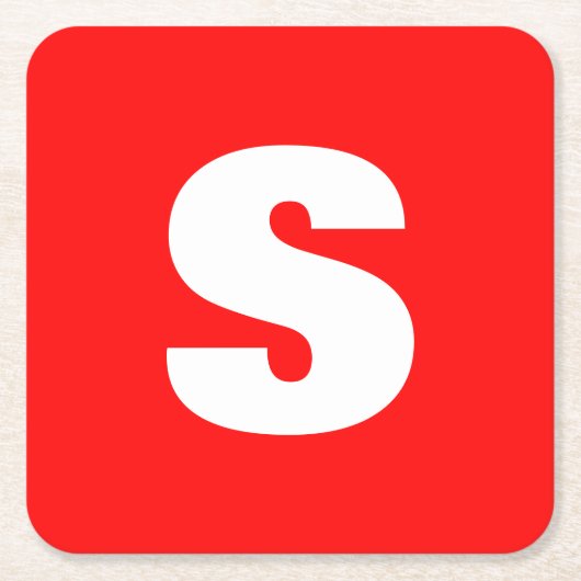 Initial Letter Monogram Modern Style Red White Rechteckiger Pappuntersetzer (Vorderseite)