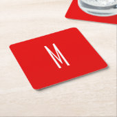 Initial Letter Monogram Modern Style Red White Rechteckiger Pappuntersetzer (angewinkelt)