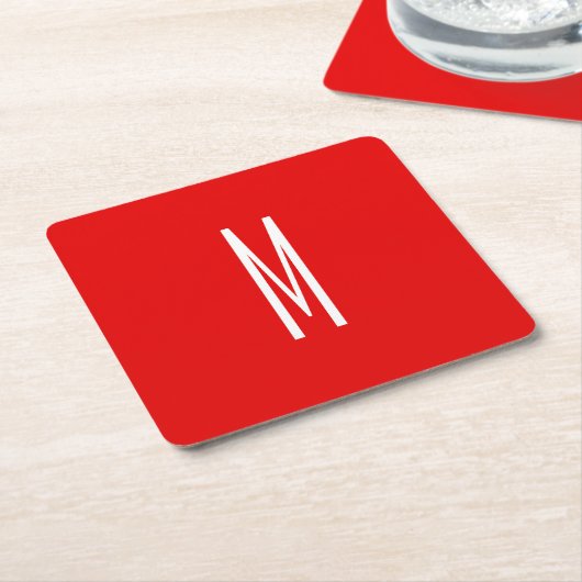 Initial Letter Monogram Modern Style Red White Rechteckiger Pappuntersetzer (angewinkelt)