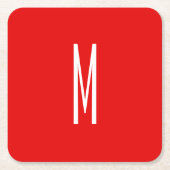 Initial Letter Monogram Modern Style Red White Rechteckiger Pappuntersetzer (Vorderseite)