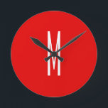 Initial Letter Monogram Modern Style Red White Runde Wanduhr<br><div class="desc">Möchten Sie ein Produkt mit den Initialen Ihres Namens besitzen? Es ist sehr einfach,  ästhetisch und attraktiv.</div>