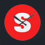 Initial Letter Monogram Modern Style Red White Runde Wanduhr<br><div class="desc">Möchten Sie ein Produkt mit den Initialen Ihres Namens besitzen? Es ist sehr einfach,  ästhetisch und attraktiv.</div>