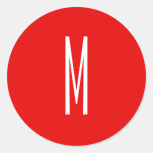 Initial Letter Monogram Modern Style Red White Runder Aufkleber