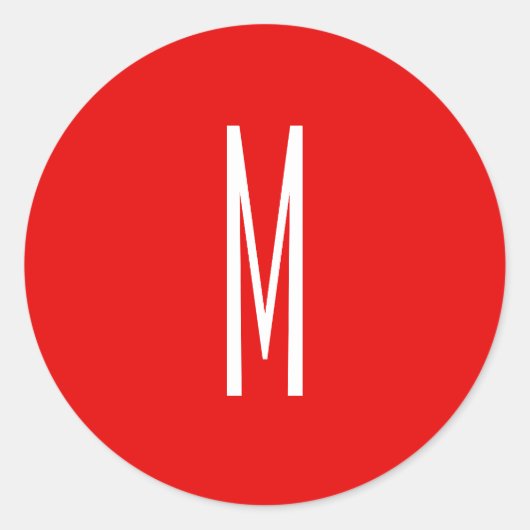 Initial Letter Monogram Modern Style Red White Runder Aufkleber (Vorderseite)