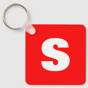Initial Letter Monogram Modern Style Red White Schlüsselanhänger