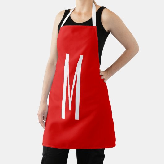 Initial Letter Monogram Modern Style Red White Schürze (InSitu)