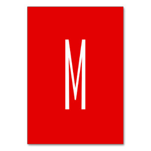 Initial Letter Monogram Modern Style Red White Tischnummer