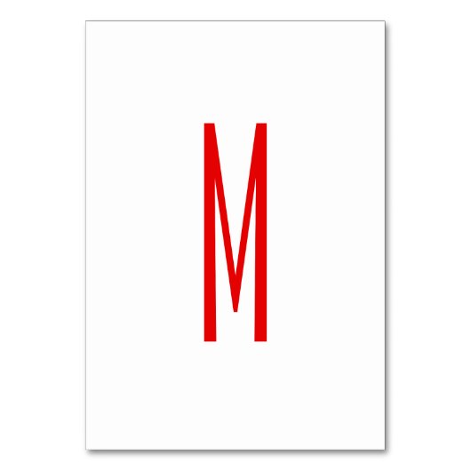 Initial Letter Monogram Modern Style Red White Tischnummer (Rückseite)