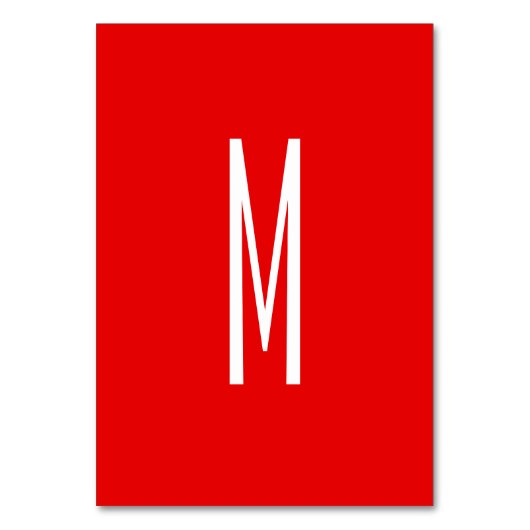 Initial Letter Monogram Modern Style Red White Tischnummer (Vorderseite)