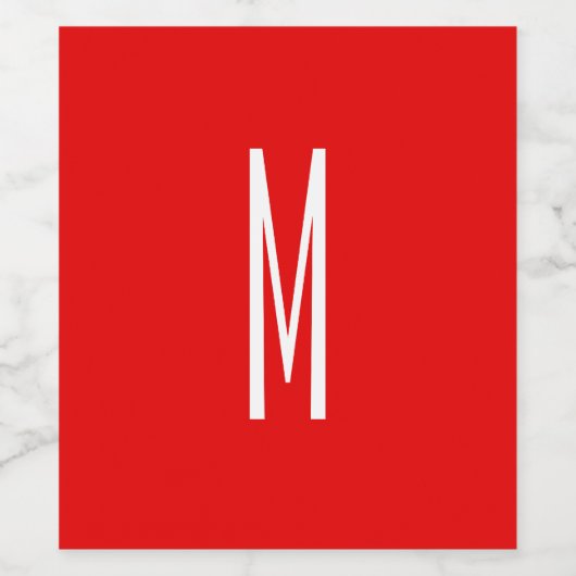Initial Letter Monogram Modern Style Red White Weinetikett (Einzelnes Label)