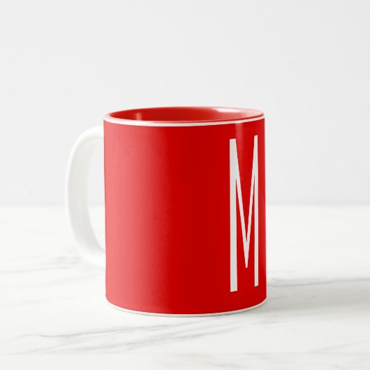 Initial Letter Monogram Modern Style Red White Zweifarbige Tasse (Vorderseite Links)