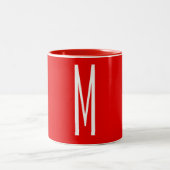 Initial Letter Monogram Modern Style Red White Zweifarbige Tasse (Mittel)