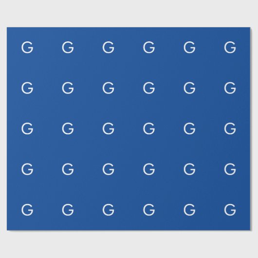 Initial Letter Monogram Modern Stylish Blue Geschenkpapier (Flach)