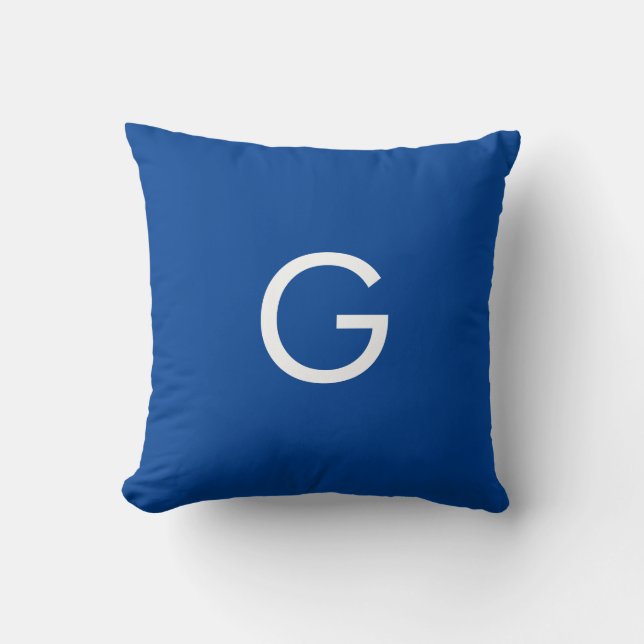 Initial Letter Monogram Modern Stylish Blue Kissen (Vorderseite)