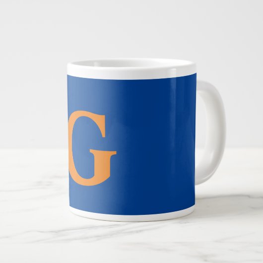 Initial Letter Monogram Modern Stylish Blue Orange Jumbo-Tasse (Vorderseite Rechts)