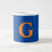 Initial Letter Monogram Modern Stylish Blue Orange Jumbo-Tasse (Vorderseite)