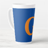 Initial Letter Monogram Modern Stylish Blue Orange Milchtasse (Linke Ecke)