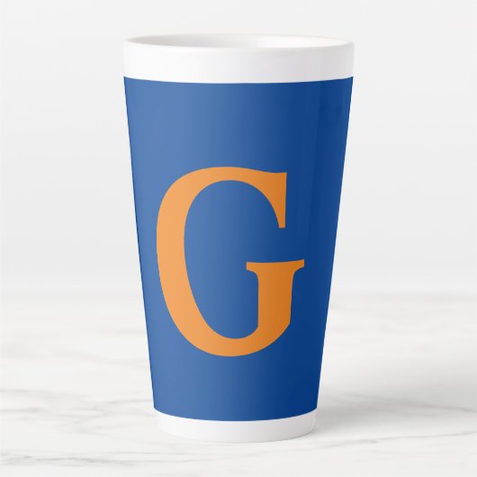 Initial Letter Monogram Modern Stylish Blue Orange Milchtasse (Vorderseite)