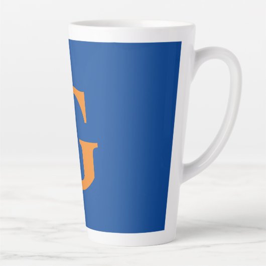 Initial Letter Monogram Modern Stylish Blue Orange Milchtasse (Rechts)