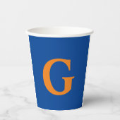 Initial Letter Monogram Modern Stylish Blue Orange Pappbecher (Vorderseite)