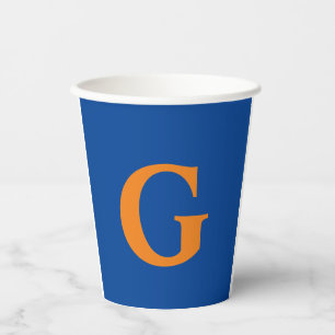 Initial Letter Monogram Modern Stylish Blue Orange Pappbecher