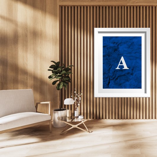 Initial Letter Monogram Modern Stylish Blue Poster