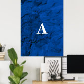 Initial Letter Monogram Modern Stylish Blue Poster (Heimbüro)