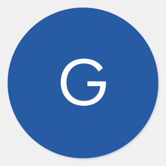 Initial Letter Monogram Modern Stylish Blue Runder Aufkleber (Vorderseite)