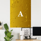 Initial Letter Monogram Modern Stylish Gold Bar Poster (Heimbüro)