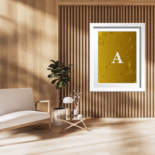 Initial Letter Monogram Modern Stylish Gold Bar Poster