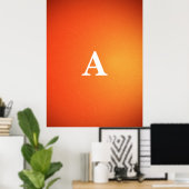 Initial Letter Monogram Modern Stylish Orange Sun Poster (Heimbüro)