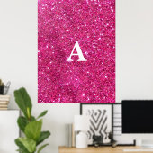 Initial Letter Monogram Modern Stylish Pink Poster (Heimbüro)