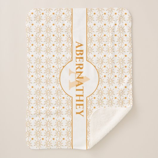 Initial Letter Monogram & Name Hand Drawn Sun Sherpadecke (Vorderseite)