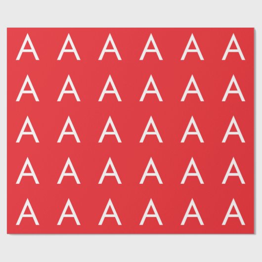 Initial Letter Monogram Red White Plain Modern Geschenkpapier (Flach)