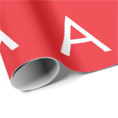 Initial Letter Monogram Red White Plain Modern Geschenkpapier (Rolleneckpunkt)