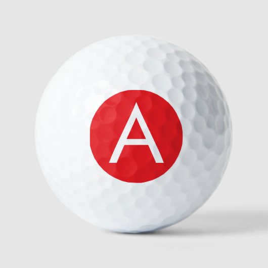 Initial Letter Monogram Red White Plain Modern Golfball (Vorderseite)