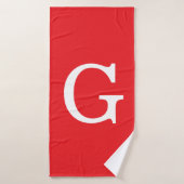 Initial Letter Monogram Red White Plain Simple Badehandtuch (Badehandtuch)