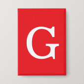 Initial Letter Monogram Red White Plain Simple Button (Vorderseite)