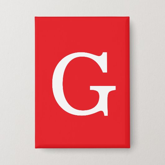 Initial Letter Monogram Red White Plain Simple Button (Vorderseite)