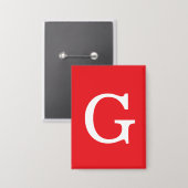 Initial Letter Monogram Red White Plain Simple Button (Vorderseite/Rückseite)