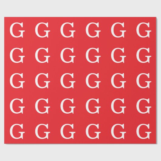 Initial Letter Monogram Red White Plain Simple Geschenkpapier (Flach)