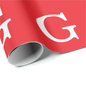 Initial Letter Monogram Red White Plain Simple Geschenkpapier (Rolleneckpunkt)