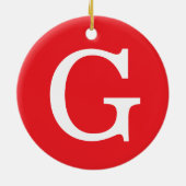 Initial Letter Monogram Red White Plain Simple Keramik Ornament (Hinten)