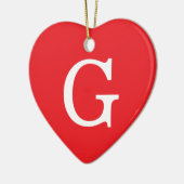 Initial Letter Monogram Red White Plain Simple Keramik Ornament (Links)